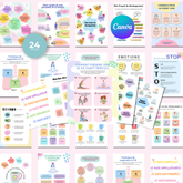 Bundle d'Affiches & Infographies sur la Santé Mentale | 24 Designs Vibrants et Prêts à l'Emploi pour la Guérison & la Croissance | Inclut les Droits de Label Privé (PLR)