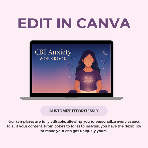 CBT Anxiety Workbook PLR 🧠 | 80-Page Editable Workbook for Anxiety Coping Skills | Private Label Rights (PLR) Included