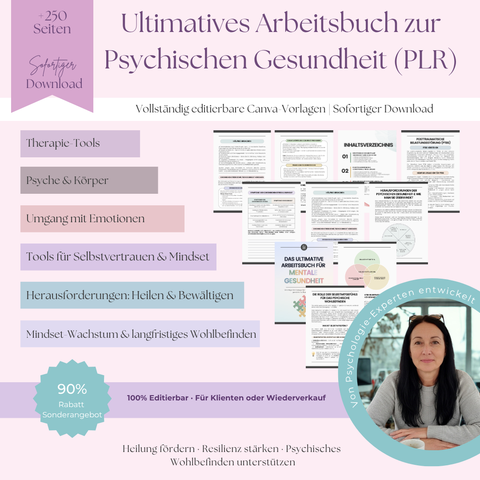 Das Ultimative Arbeitsbuch für Mentale Gesundheit | Ein umfassender All-in-One Leitfaden mit über 250 Seiten für Heilung & Resilienz | Inklusive Private Label Rights (PLR)