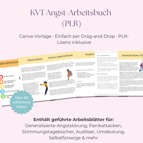 KVT-Arbeitsbuch bei Angststörungen | Ein editierbarer Leitfaden mit über 80 Seiten für Ruhe & Klarheit | Inklusive Private Label Rights (PLR)