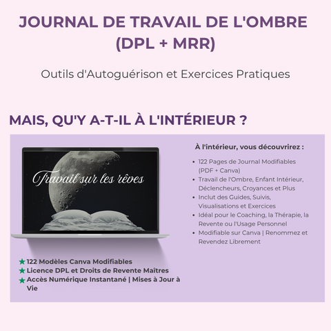 Le Journal du Travail de l'Ombre | Un Journal Guidé de 122 Pages avec Pistes & Exercices pour la Guérison & la Découverte de Soi | Inclut PLR & MRR