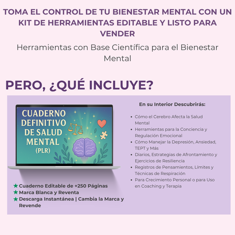 El Cuaderno de Trabajo Definitivo de Salud Mental | Una Guía Todo en Uno de más de 250 Páginas para la Sanación y la Resiliencia | Incluye Derechos de Etiqueta Privada (PLR)