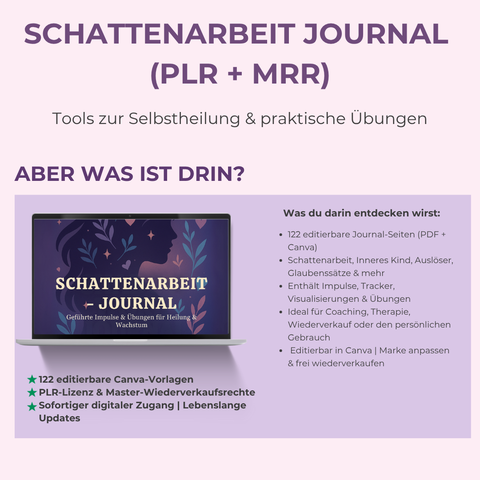 Das Schattenarbeit-Journal | Ein 122-seitiges, geführtes Journal mit Impulsen & Übungen für Heilung & Selbstfindung | Inklusive PLR & MRR