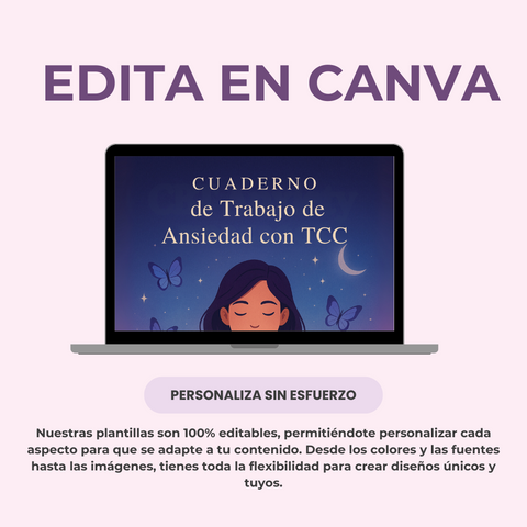 Cuaderno de Trabajo TCC para la Ansiedad | Una Guía Editable de más de 80 Páginas para la Calma y la Claridad | Incluye Derechos de Etiqueta Privada (PLR)