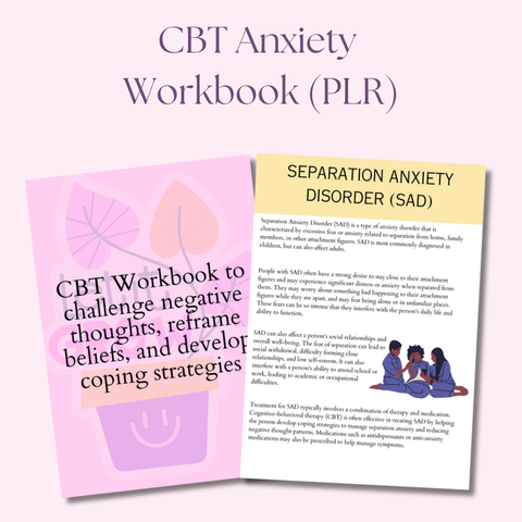 CBT Anxiety Workbook PLR 🧠 | 80-Page Editable Workbook for Anxiety Coping Skills | Private Label Rights (PLR) Included