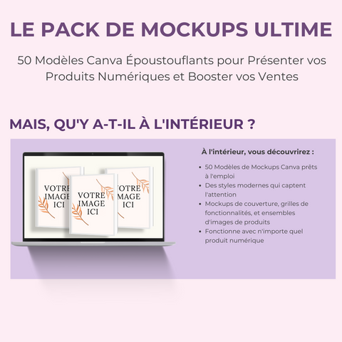 Le Bundle Ultime de Mockups | 50 Modèles Canva Époustouflants pour Présenter vos Produits Digitaux & Booster vos Ventes