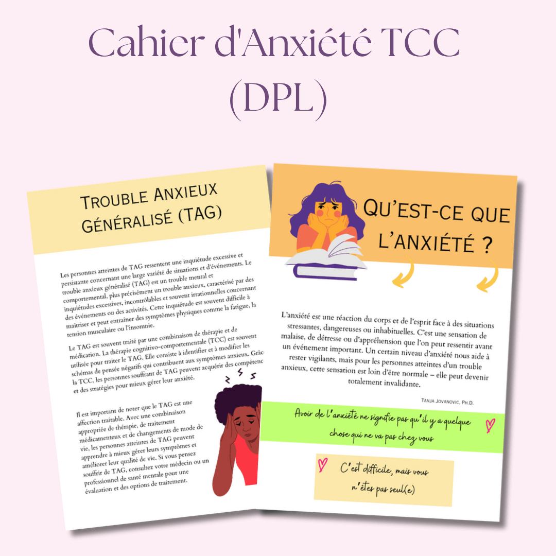 Cahier d'Exercices TCC pour l'Anxiété | Un Guide Modifiable de plus de 80 Pages pour le Calme & la Clarté | Inclut les Droits de Label Privé (PLR) - RCC