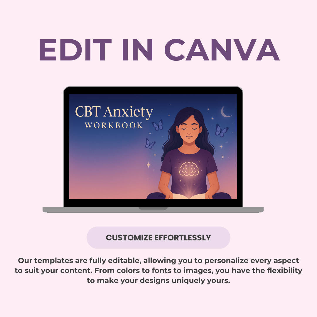 CBT Anxiety Workbook PLR 🧠 | 80 - Page Editable Workbook for Anxiety Coping Skills | Private Label Rights (PLR) Included - RCC