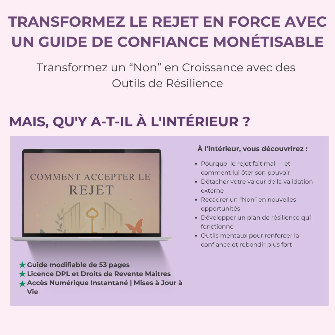 Comment Accueillir le Rejet | Un Guide de 53 Pages pour Bâtir une Confiance Inébranlable | Inclut PLR & MRR - RCC