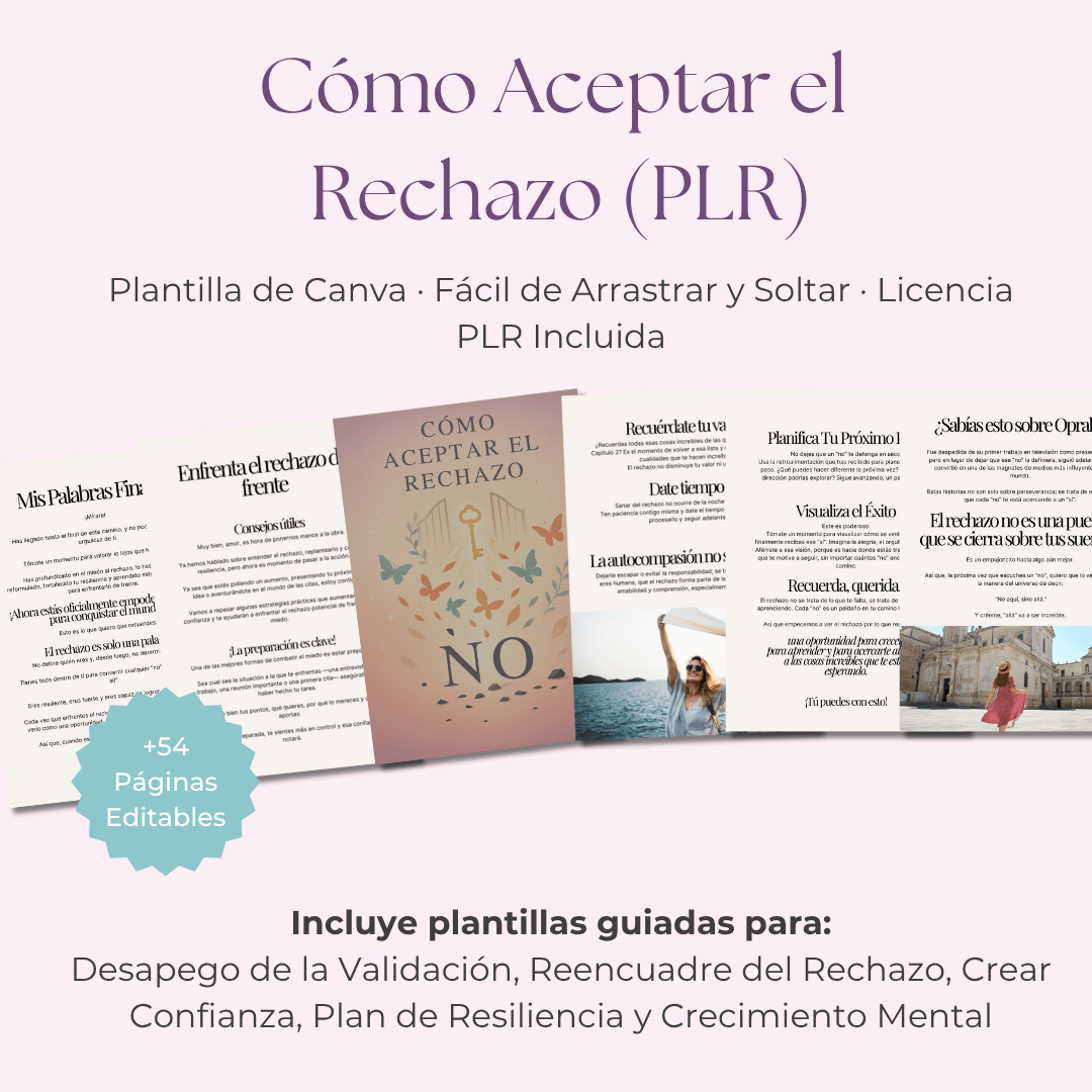 Cómo aceptar el rechazo | Una Guía de 53 Páginas para Construir una Confianza Inquebrantable | Incluye PLR y MRR - RCC