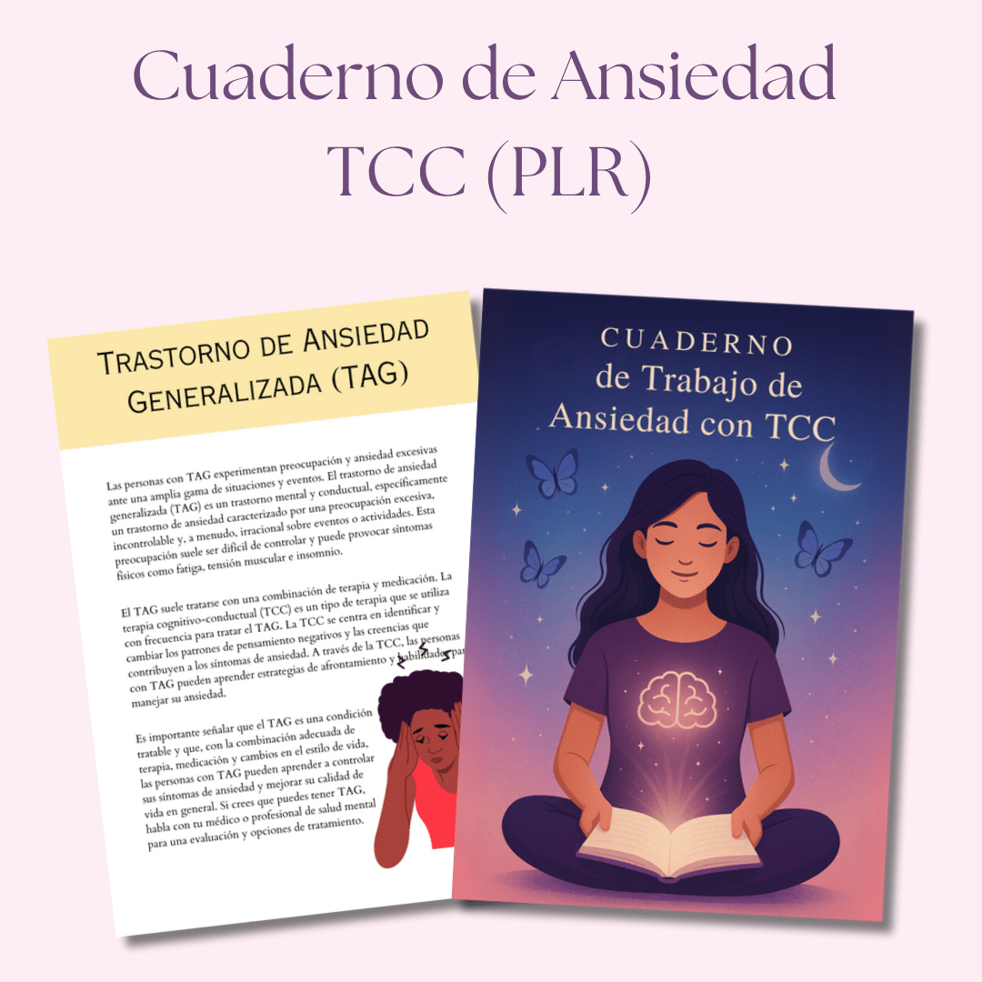 Cuaderno de Trabajo TCC para la Ansiedad | Una Guía Editable de más de 80 Páginas para la Calma y la Claridad | Incluye Derechos de Etiqueta Privada (PLR) - RCC
