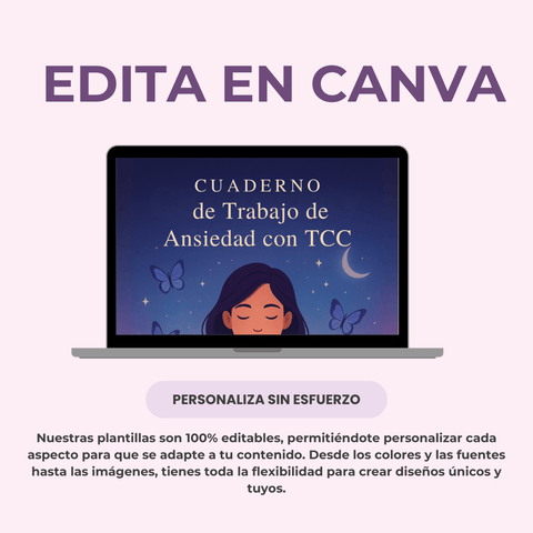 Cuaderno de Trabajo TCC para la Ansiedad | Una Guía Editable de más de 80 Páginas para la Calma y la Claridad | Incluye Derechos de Etiqueta Privada (PLR) - RCC