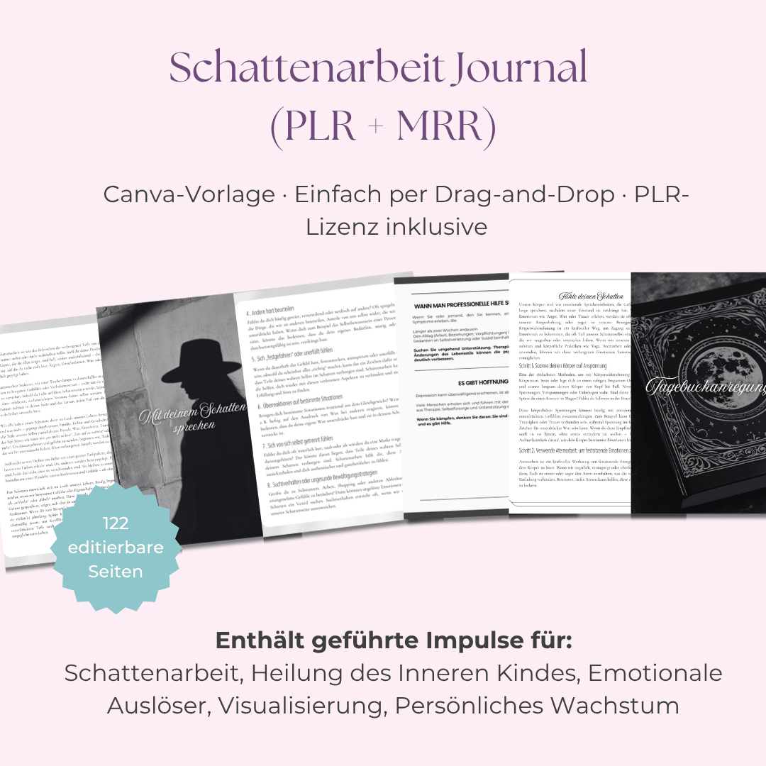 Das Schattenarbeit - Journal | Ein 122 - seitiges, geführtes Journal mit Impulsen & Übungen für Heilung & Selbstfindung | Inklusive PLR & MRR - RCC