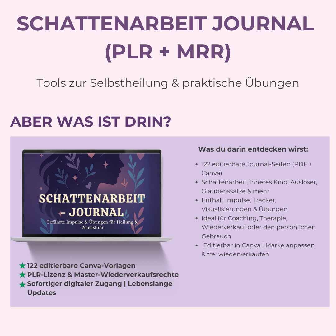 Das Schattenarbeit - Journal | Ein 122 - seitiges, geführtes Journal mit Impulsen & Übungen für Heilung & Selbstfindung | Inklusive PLR & MRR - RCC