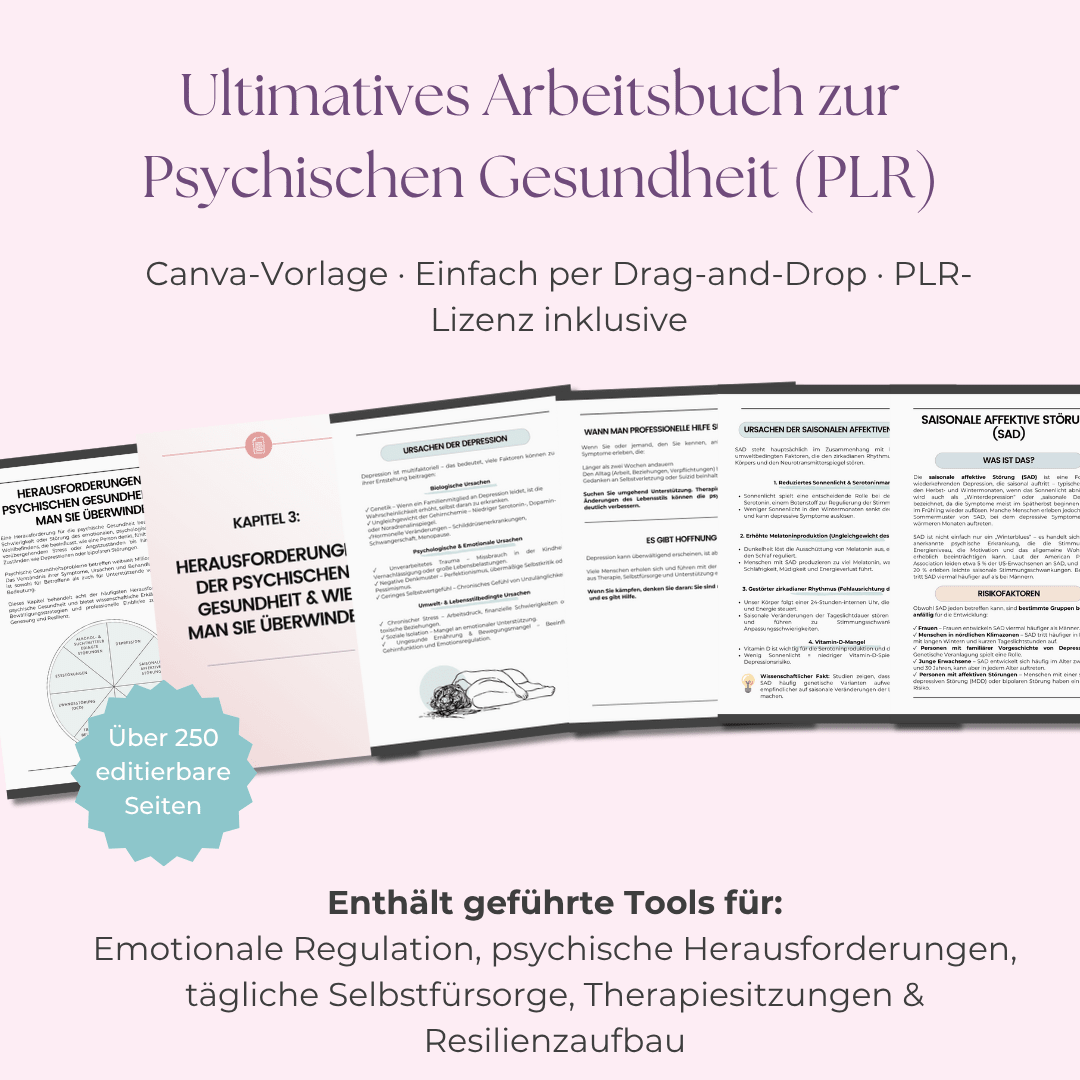Das Ultimative Arbeitsbuch für Mentale Gesundheit | Ein umfassender All - in - One Leitfaden mit über 250 Seiten für Heilung & Resilienz | Inklusive Private Label Rights (PLR) - RCC