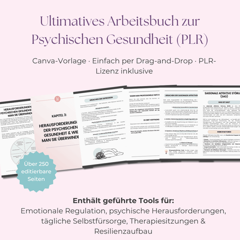 Das Ultimative Arbeitsbuch für Mentale Gesundheit | Ein umfassender All - in - One Leitfaden mit über 250 Seiten für Heilung & Resilienz | Inklusive Private Label Rights (PLR) - RCC