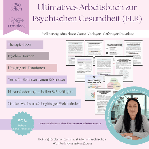 Das Ultimative Arbeitsbuch für Mentale Gesundheit | Ein umfassender All - in - One Leitfaden mit über 250 Seiten für Heilung & Resilienz | Inklusive Private Label Rights (PLR) - RCC