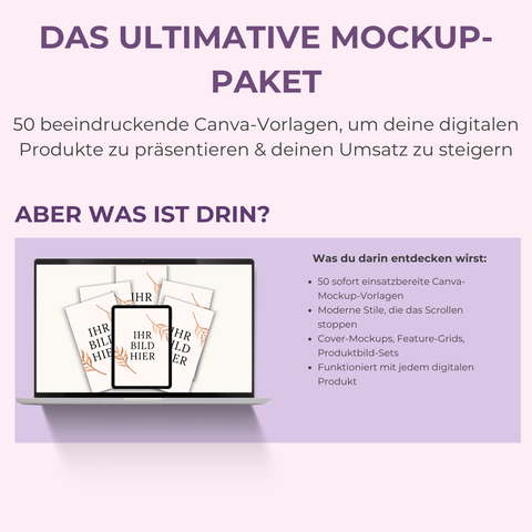 Das Ultimative Mockup - Bundle | 50 Beeindruckende Canva - Vorlagen, um Ihre digitalen Produkte zu präsentieren & Ihren Umsatz zu steigern - RCC
