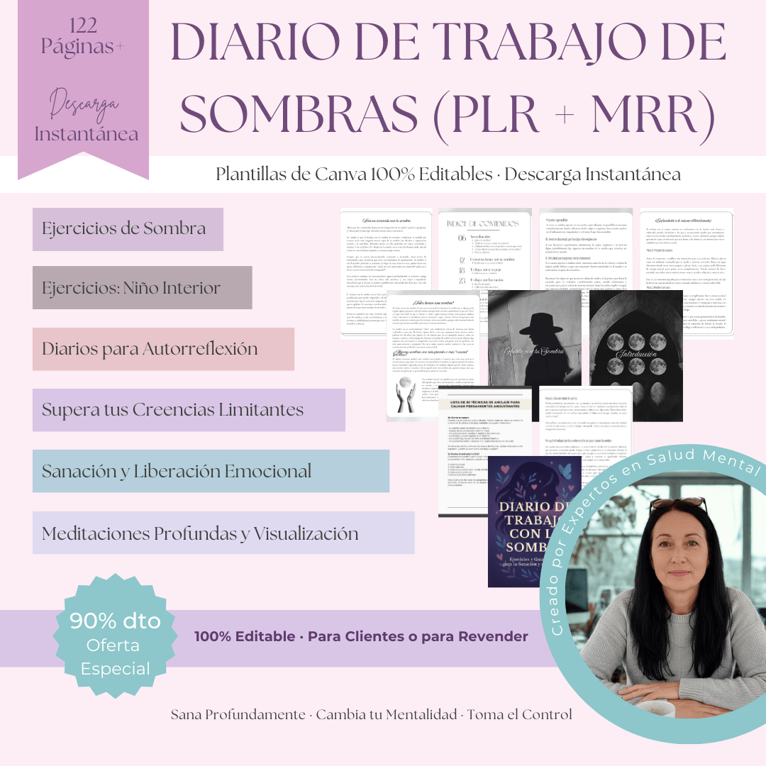 Diario de Trabajo de Sombras | Un Diario Guiado de 122 Páginas con Preguntas y Ejercicios para la Sanación y el Autodescubrimiento | Incluye PLR y MRR - RCC