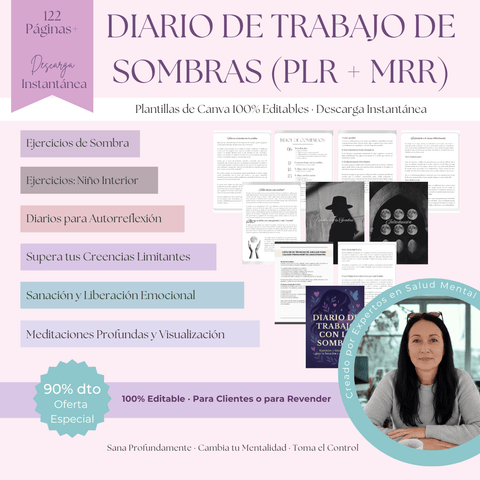 Diario de Trabajo de Sombras | Un Diario Guiado de 122 Páginas con Preguntas y Ejercicios para la Sanación y el Autodescubrimiento | Incluye PLR y MRR - RCC