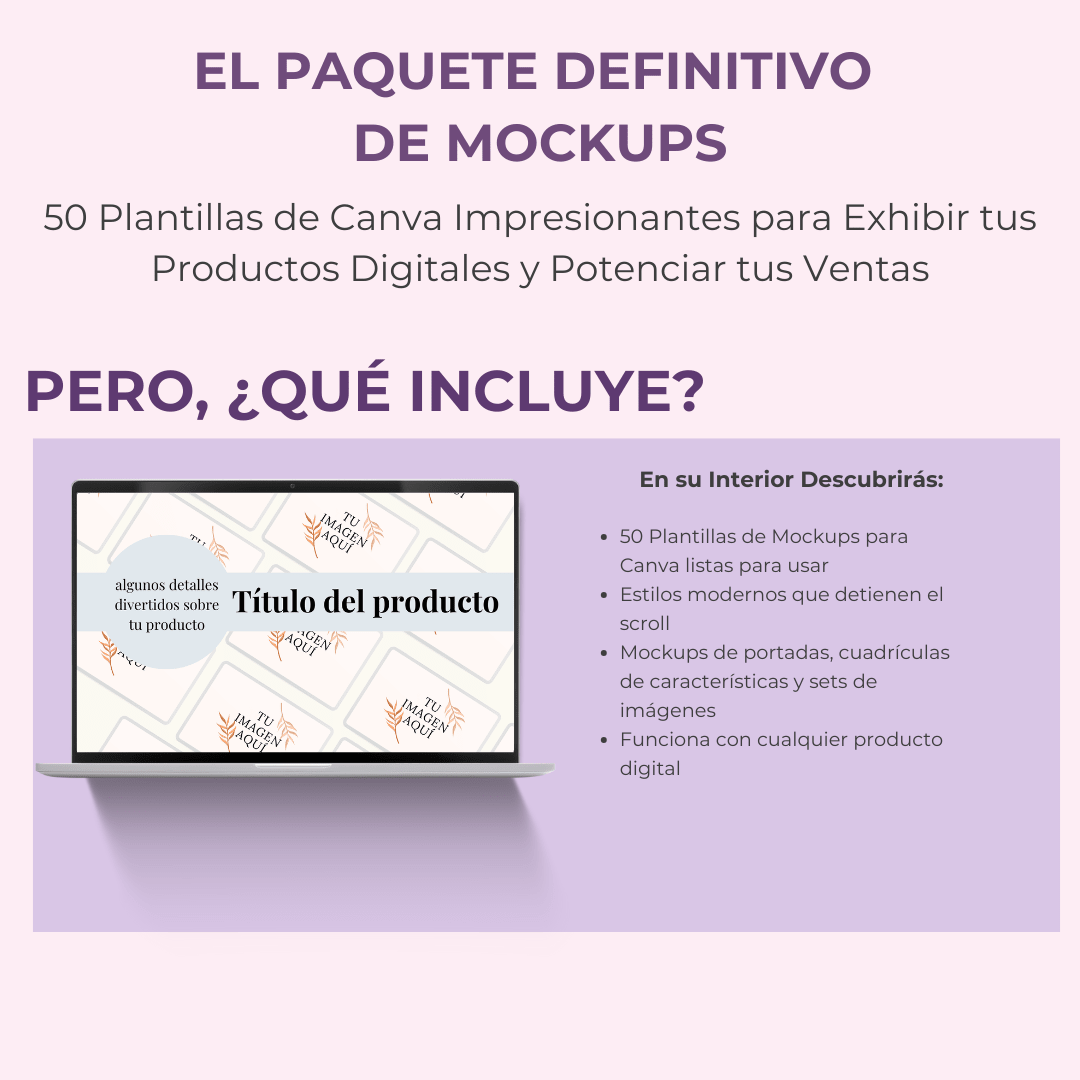 El Paquete de Mockups Definitivo | 50 Plantillas Espectaculares en Canva para Exhibir tus Productos Digitales y Disparar tus Ventas - RCC