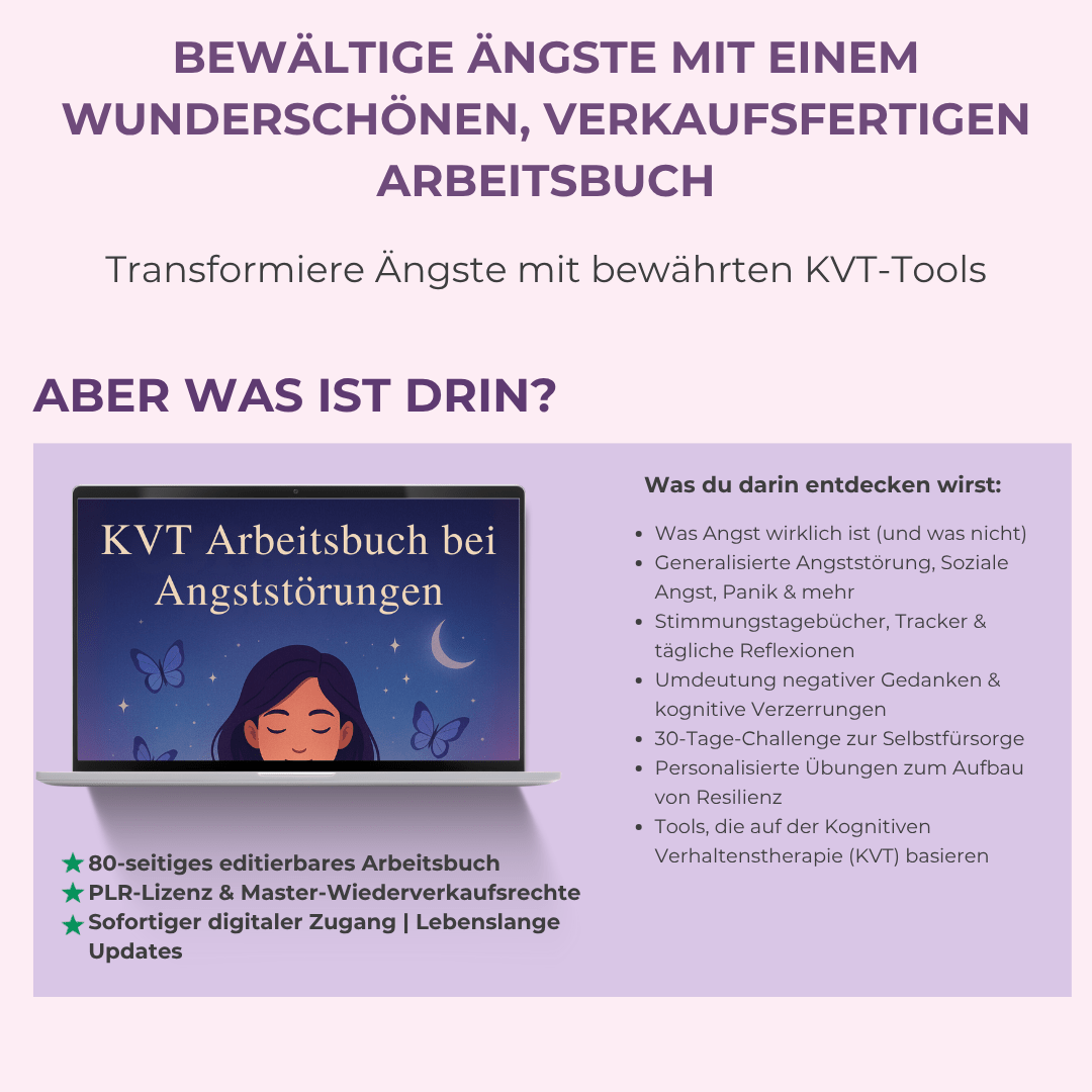 KVT - Arbeitsbuch bei Angststörungen | Ein editierbarer Leitfaden mit über 80 Seiten für Ruhe & Klarheit | Inklusive Private Label Rights (PLR) - RCC