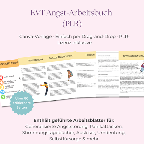 KVT - Arbeitsbuch bei Angststörungen | Ein editierbarer Leitfaden mit über 80 Seiten für Ruhe & Klarheit | Inklusive Private Label Rights (PLR) - RCC