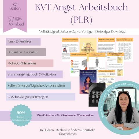 KVT - Arbeitsbuch bei Angststörungen | Ein editierbarer Leitfaden mit über 80 Seiten für Ruhe & Klarheit | Inklusive Private Label Rights (PLR) - RCC