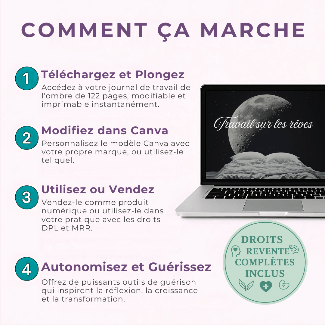 Le Journal du Travail de l'Ombre | Un Journal Guidé de 122 Pages avec Pistes & Exercices pour la Guérison & la Découverte de Soi | Inclut PLR & MRR - RCC