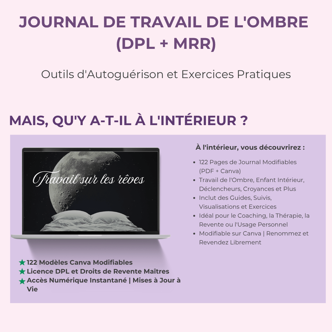 Le Journal du Travail de l'Ombre | Un Journal Guidé de 122 Pages avec Pistes & Exercices pour la Guérison & la Découverte de Soi | Inclut PLR & MRR - RCC