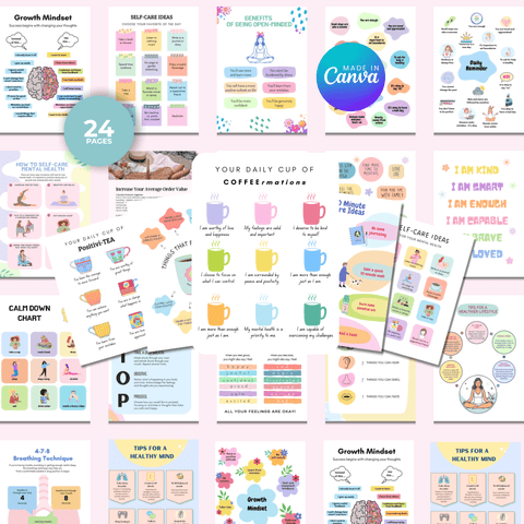 Mental Health Poster & Infographic Bundle 24 Vibrant, Ready - to - Use Designs for Healing & Growth | Includes Private Label Rights (PLR) - RCC