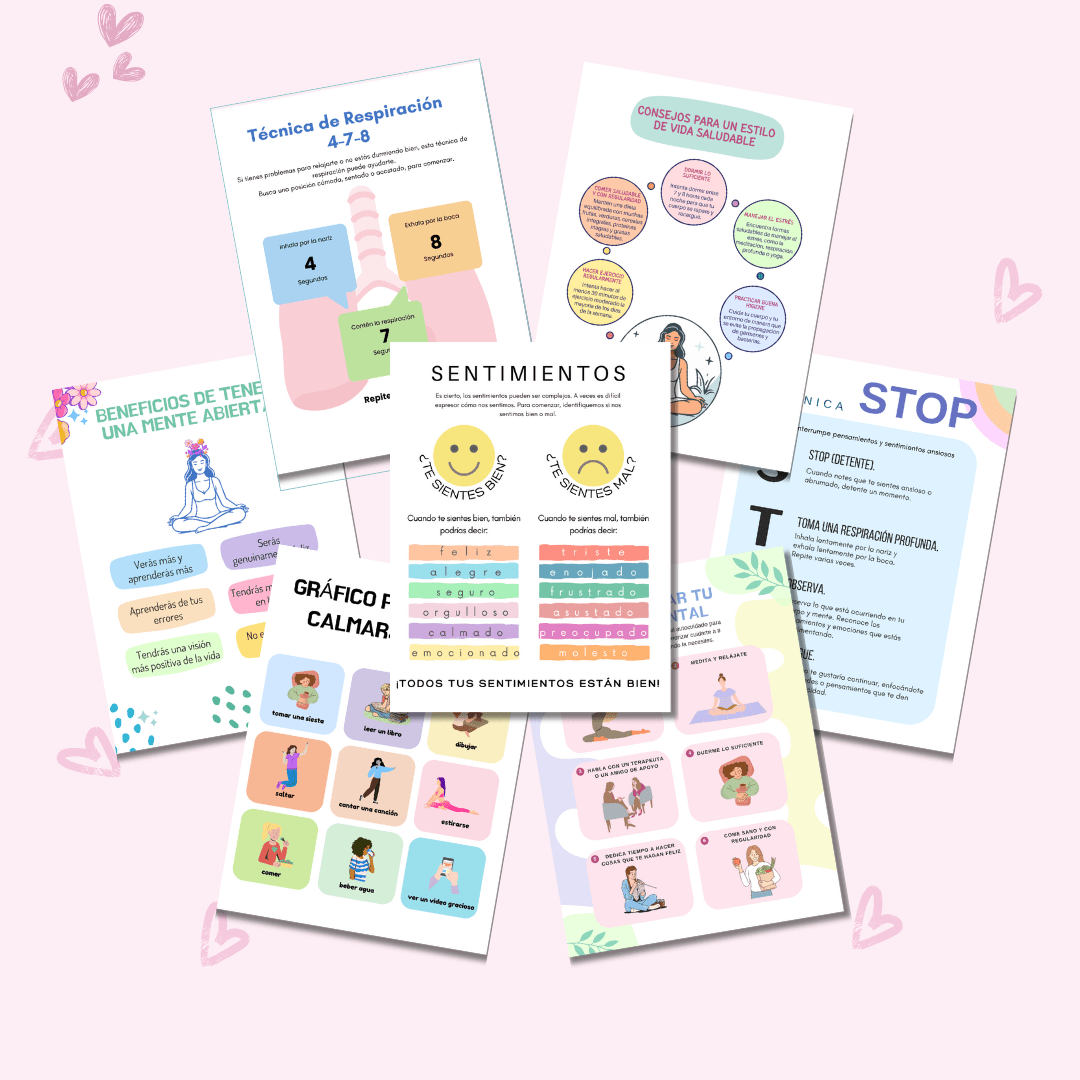 Paquete de Pósters e Infografías de Salud Mental | 24 Diseños Vibrantes y Listos para Usar para la Sanación y el Crecimiento | Incluye Derechos de Etiqueta Privada (PLR) - RCC