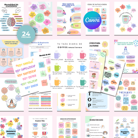 Paquete de Pósters e Infografías de Salud Mental | 24 Diseños Vibrantes y Listos para Usar para la Sanación y el Crecimiento | Incluye Derechos de Etiqueta Privada (PLR) - RCC
