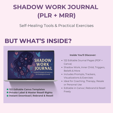 The Shadow Work Journal ✨ A 122 - Page Guided Journal with Prompts & Exercises for Healing & Self - Discovery | Includes PLR & MRR - RCC