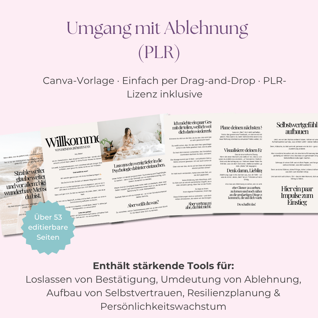 Umgang mit Ablehnung lernen | Ein 53 - seitiger Leitfaden, um unerschütterliches Selbstvertrauen aufzubauen | Inklusive PLR & MRR - RCC